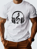 Men's T-Shirt Retro Headphones With Musical Notes And Artistic Sound Symbol
