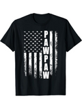 Men's T-Shirt Distressed American Flag With Vertical Bold Lettering Pawpaw
