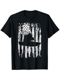 Men's T-Shirt Weathered American Flag Tribute With Shadowy Submarine Silhouette Under Grunge Texture Submarine