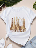 Women's T-Shirt Gentle Herd Of Giraffes Among Whispering Savannah Grasses Under Open Sunlight Giraffe