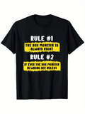 Men's T-Shirt Rule Number One And Two Printed With Yellow Warning Signs