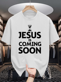 Men's T-Shirt Jesus Is Coming Soon With Bold Letters And Hourglass Symbol T Shirt