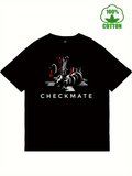 Men's T-Shirt Checkmate Dramatic Chess Pieces On Monochrome Board Under Spotlight