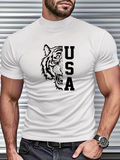 Men's T-Shirt USA Wild Roaring Jungle Tiger Graphic Design