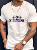 Men's T-Shirt Everyday Stronger Dumbbell Graphic With Motivational Text Featuring Gym Barbell