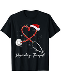 Men's T-Shirt Respiratory Therapist Festive Holiday Heart With Sparkling Stethoscope Design