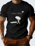 Men's T-Shirt Taking Control Cartoon Figure Lifting Closed Box With Funny Minimalist Character