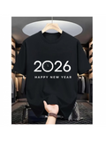 Men's T-Shirt Happy New Year Modern Countdown Clock With Minimalist Festive Font Design Shirt
