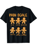 Men's T-Shirt Pain Scale With Cartoon Gingerbread Cookie Characters Expressing Pain