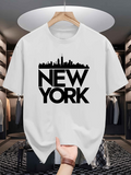 Men's T-Shirt Bold Block Letters Featuring City Skyline New York