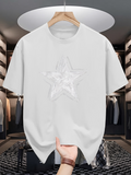 Men's T-Shirt Textured Five Pointed Star Pattern Shining In The Center Star