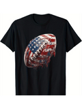 Men's T-Shirt Distressed American Flag Patterned Football Design
