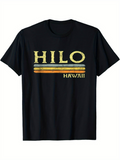 Men's T-Shirt Hilo Hawaii Retro Stripes With Vintage Sun Washed Look T Shirt