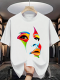 Men's T-Shirt Colorful Abstract Expression With Vibrant Painted Strokes Art Face