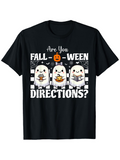 Men's T-Shirt Are You Fall Halloween Directions Cute Ghosts With Pumpkins And Striped Background