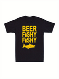 Men's T-Shirt Beer Fishy Fishy With Bold Yellow Lettering And Playful Gold Fish Illustration