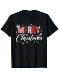 Men's T-Shirt Snowfall With Whimsical Letter Design And Festive Christmas Script T Shirt