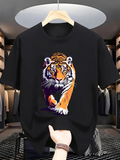 Men's T-Shirt Vivid Colors In Motion Striding Fierce Tiger In Majestic Jungle Tiger