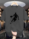 Men's T-Shirt Splattered Ink Effect With Dynamic Dribbling Motion Basketball Player