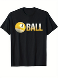Men's T-Shirt Yellow Pool Billiard Number Nine Ball Next To Text Ball