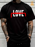 Men's T-Shirt White Bold Letters With Red Graphic Accent And Black Cotton Love T Shirt