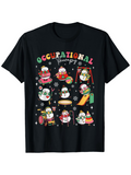 Men's T-Shirt Occupational Therapy Snowmen Engaged In Winter Activities And Holiday Playground