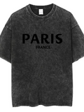Men's T-Shirt Paris France Solid Black Minimalist Cotton Graphic T Shirt