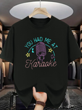 Men's T-Shirt You Had Me At Karaoke Musical Neon Retro Style Microphone