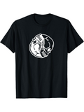 Men's T-Shirt Two Cracked Half Skulls Facing Each Other On Black Skull