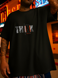 Men's T-Shirt Modern Letter Patterns Across Black Streetwear Shirt
