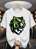 Men's T-Shirt Vivid Brushstrokes Flowing Through Modern Tiger Head