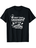 Men's T-Shirt First Time Grandpa Let The Spoiling Begin With Baby Feet Graphic T Shirt