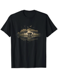 Men's T-Shirt Golden Sunrise Among Serene Trees With Calm River Reflections And Flying Birds