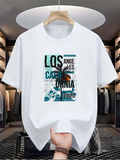 Men's T-Shirt Los Angeles Summer Tropical Breeze With Printed Palm Tree And Urban Landscape California