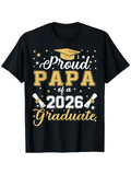 Men's T-Shirt Proud Papa Of A 2026 Graduate With Stars And Diploma Scrolls Graduation Cap