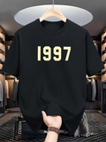 Men's T-Shirt Bold Retro Numbers On Classic Cotton Black T Shirt 1997