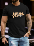 Men's T-Shirt Modern Graffiti Lettering Among Abstract Shapes New York