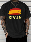 Men's T-Shirt Spain Bold Brush Strokes With Yellow Red Painted Flag