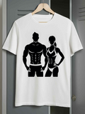 Men's T-Shirt Strong Human Silhouettes Under Bright Studio Lighting Fitness Couple