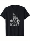 Men's T-Shirt Skeleton Lifting Heavy Barbell At Midnight Gym Deadlift