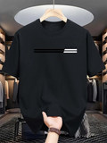 Men's T-Shirt Minimalist Black And White Lines With Modern Striped Accent Pattern