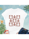 Men's T-Shirt Cute Festive Gingerbread Cookies Playing Among Snowy Trees