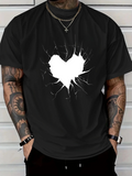 Men's T-Shirt Broken Cracked Center Heart With Radiating Sharp Edges