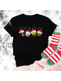 Men's T-Shirt Christmas Desserts With Festive Santa Hats And Sparkling Snow Cupcakes