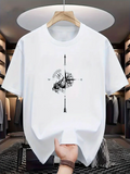 Men's T-Shirt Vintage Compass With Arrows Pointing To Abstract Wolf
