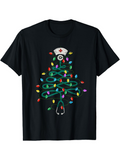 Men's T-Shirt Colorful Holiday Lights Around Nurse Cap And Stethoscope Tree