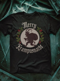 Men's T-Shirt Merry Krampusnacht Wreath With Festive Holly Silhouette Of Krampus
