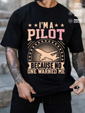 Men's T-Shirt Im A Pilot Surrounded By Stars And Flying In Retro Dot Skyline Airplane