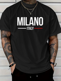 Men's T-Shirt Milano Italy Bold Contrast Typography Black Streetwear T Shirt