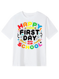 Men's T-Shirt Happy First Day Of School With Colorful Doodles And School Themed Objects